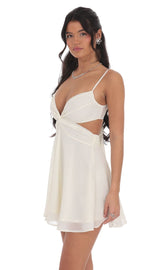 Cutout Fit and Flare Dress in Ivory